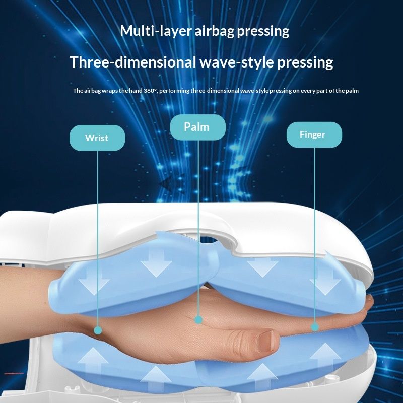 Hand Massage Device With Three Speed Finger Palm And Wrist Heat Therapy Function