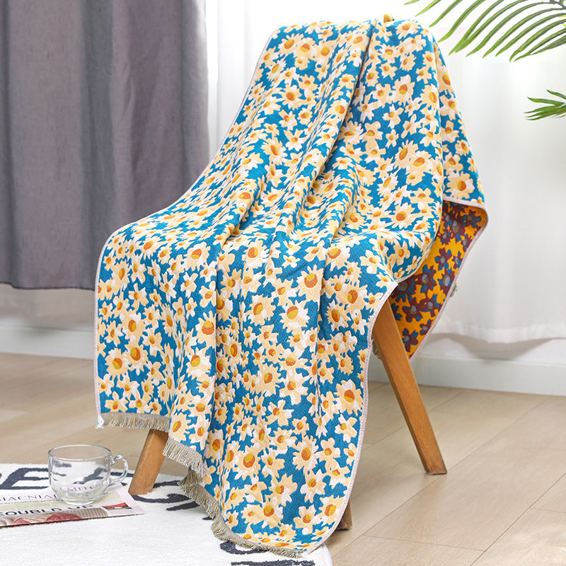 Pure Cotton Gauze Absorbent Tassel-edged Cotton Bath Towel