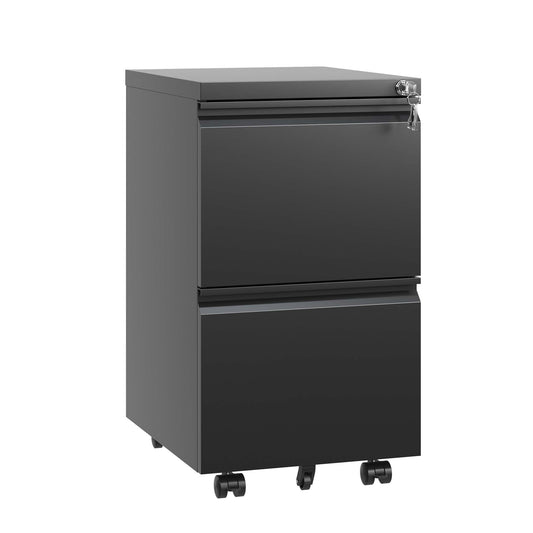 2 Drawer Metal  Mobile File Cabinet, Rolling File Cabinet With Lock For Hanging Legal Letter A4 Size,Fully Assembled Except Wheels
