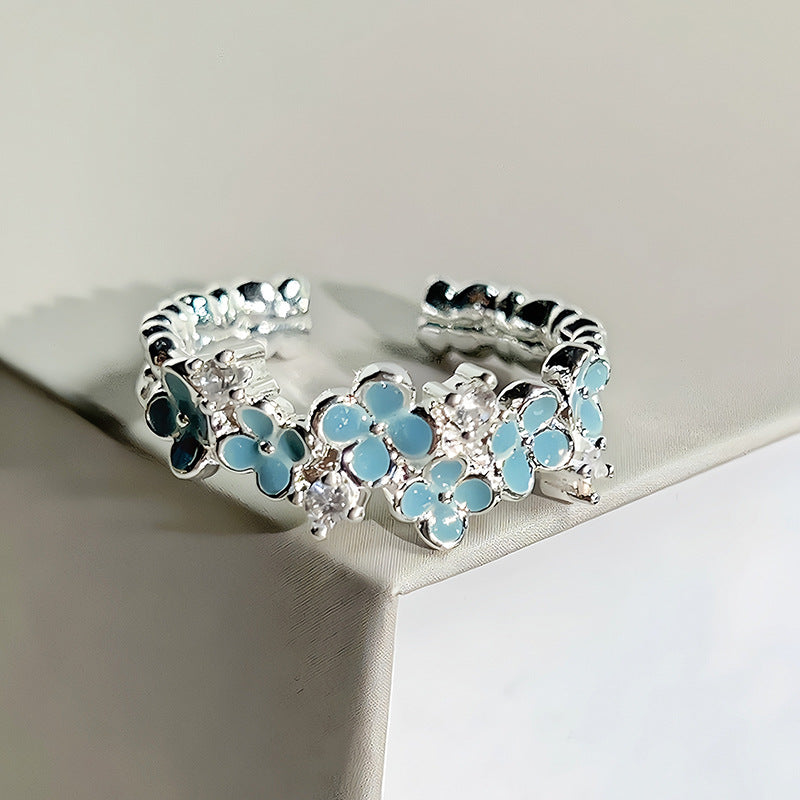 Vintage Medieval Zircon Open Ring, Shimmering Crushed Ice Inlay, Sparkling Butterfly Design, Niche High-end Accessories For Women