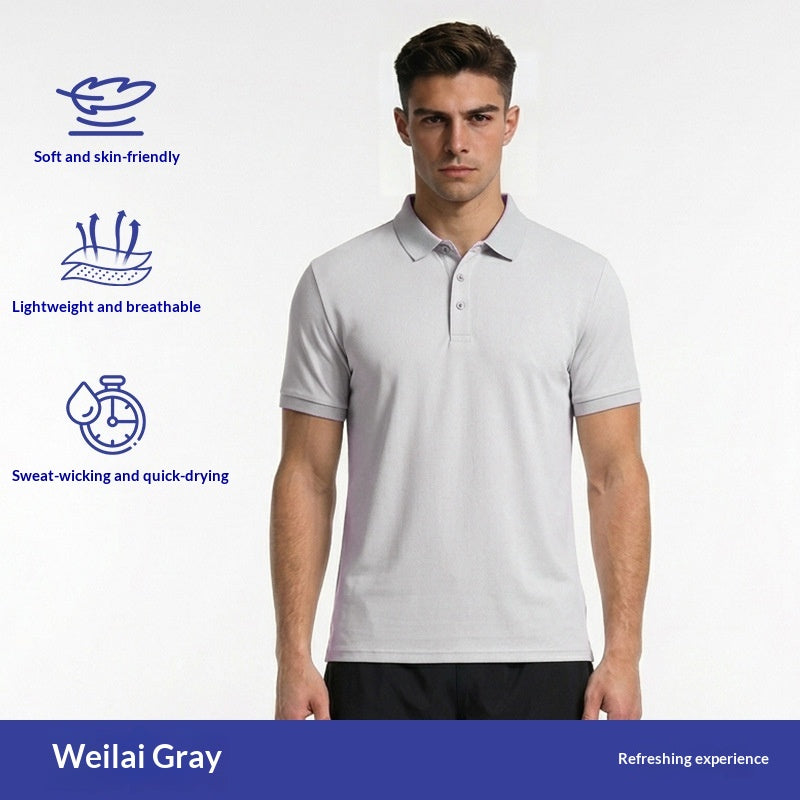 Solid-color Lapel Sports T-shirt For Running And Fitness