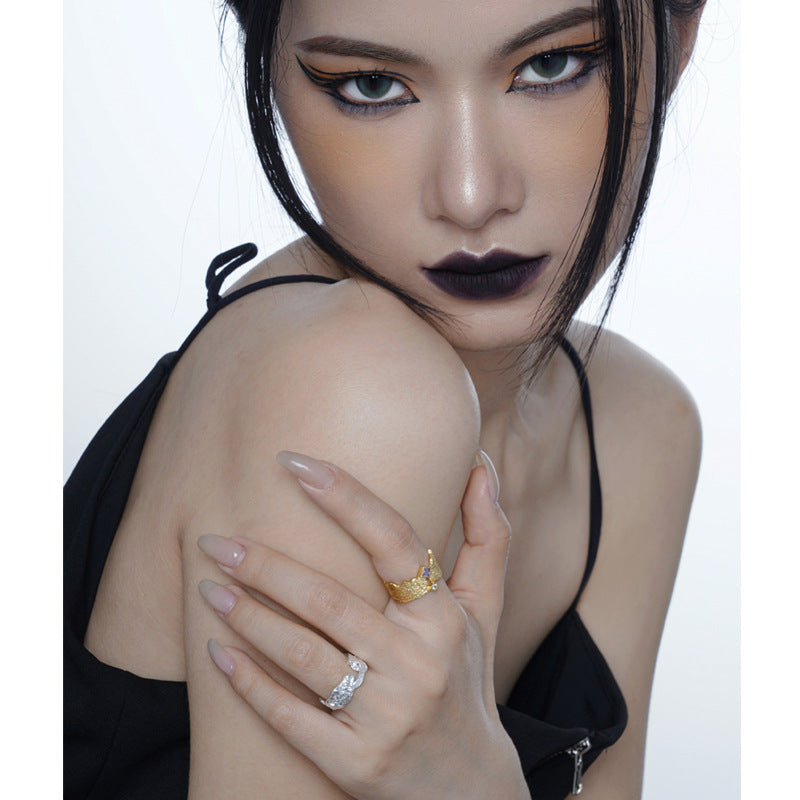 Korean-style Niche Luxury S925 Sterling Silver Ring With Diamonds