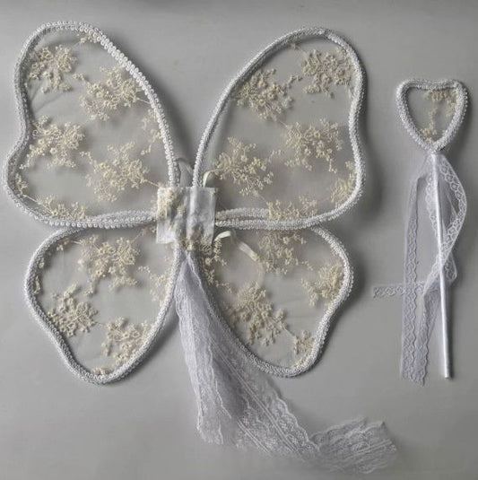 Angel Lace Wings And Fairy Wand Set Costume Accessories