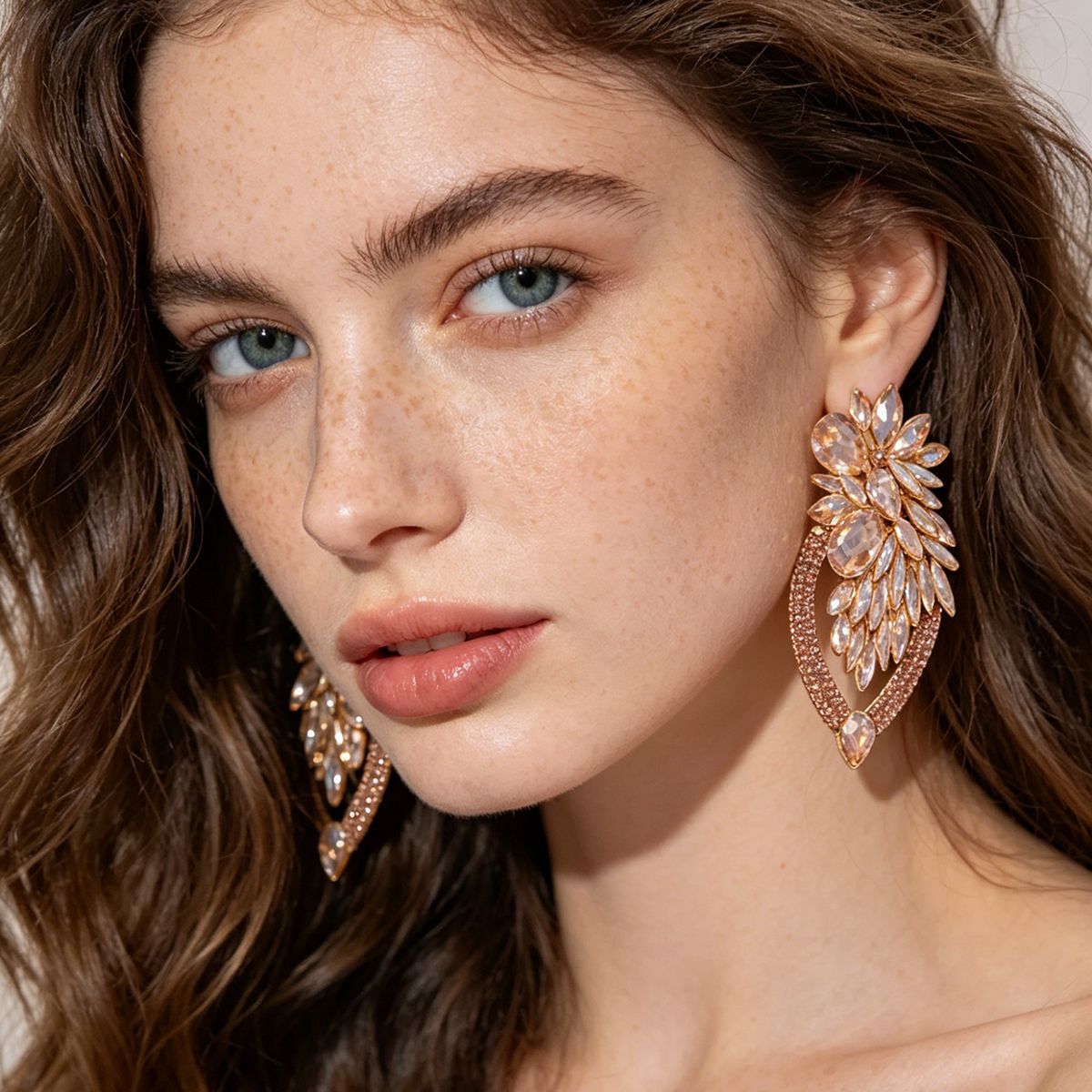 Elegant Long Crystal Dangle Earrings - High-End Fashion Drop Earrings, Perfect For Dinner Stage Photoshoot Aesthetic Outfits