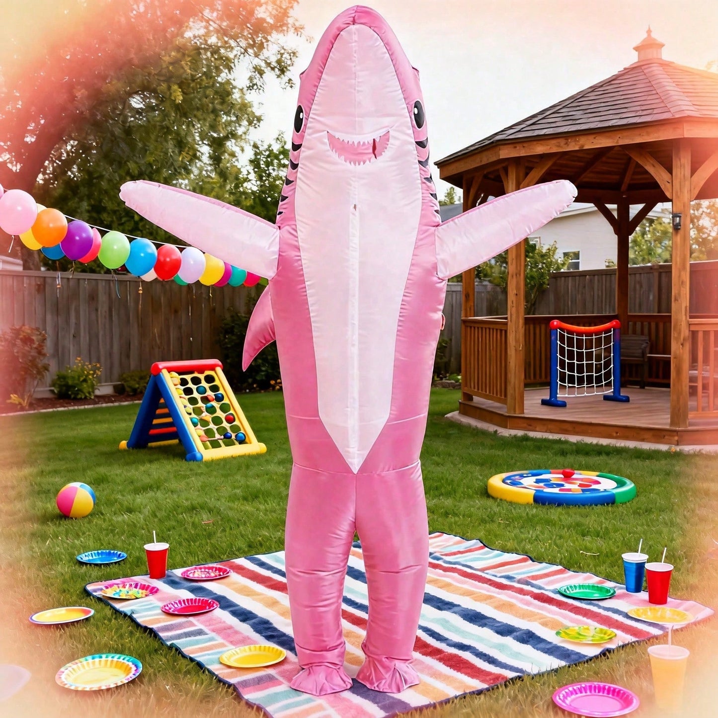 Perfect Valentine Gift, Shark Inflatable Costume, Adult Blow Up Halloween Party Outfit, Funny Group Cosplay For Birthday And Sporting Events
