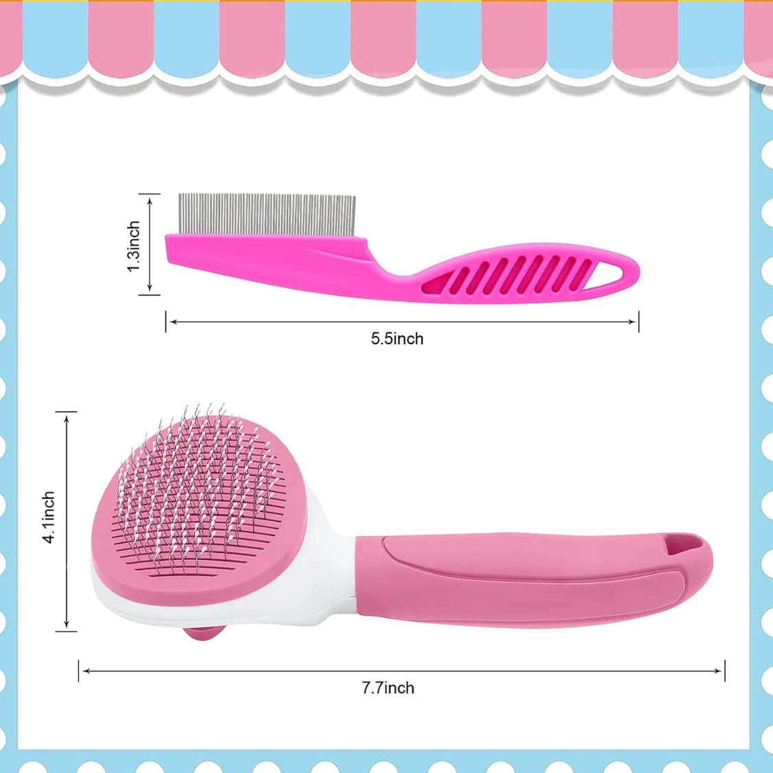 Cat Brushes For Indoor Cats, Dog Brush For Shedding With Metal Cat Comb, Self Cleaning Pet Hair Brush With Release Button For Grooming Kitten