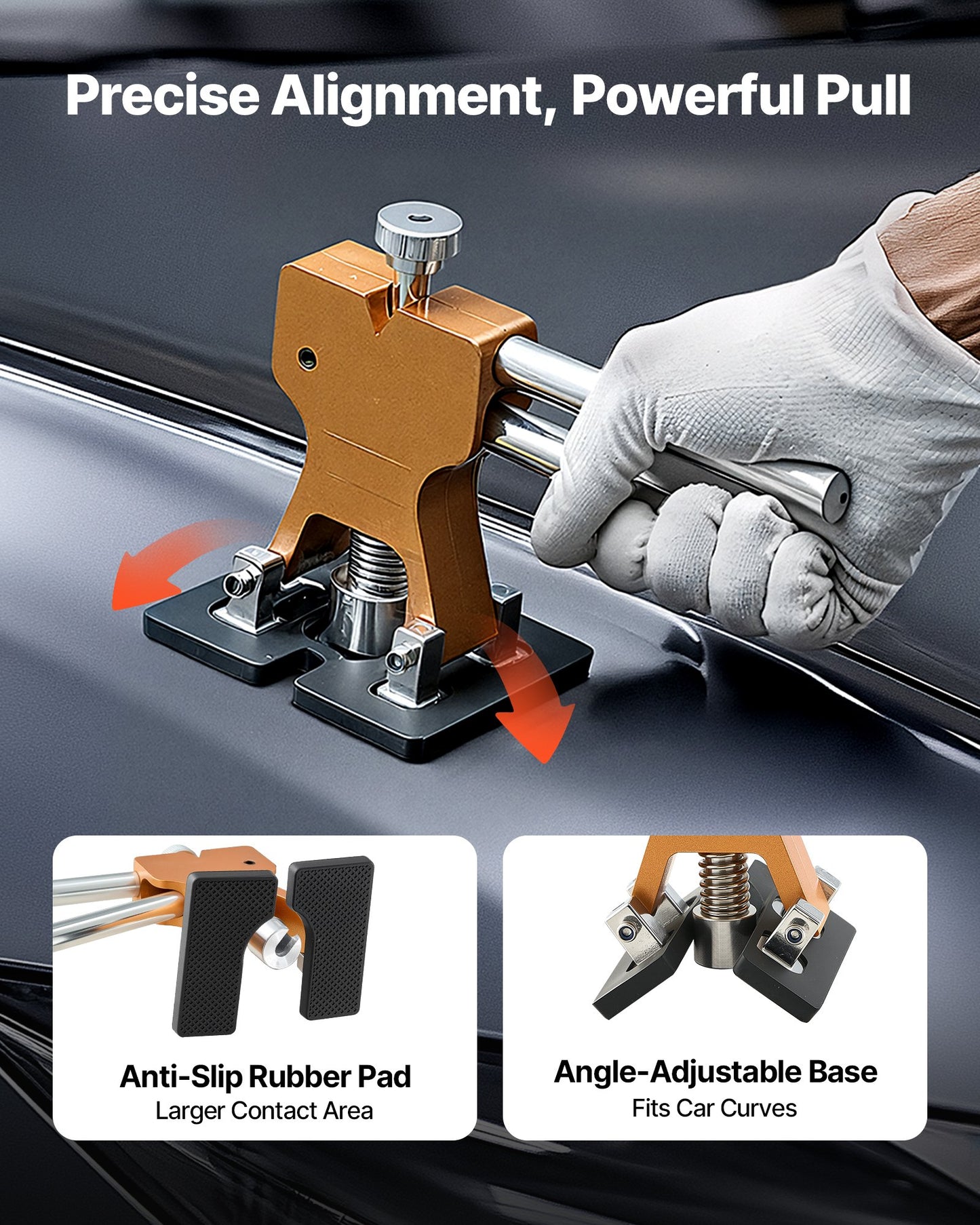 Dent Puller Kit, 60 PCS Paintless Dent Removal Kit With Golden Lifter, Bridge Puller, Rubber Hammer, Glue Gun, Auto Body Hail Damage Repair Remover Tools For Car Refrigerator Door Ding Repair