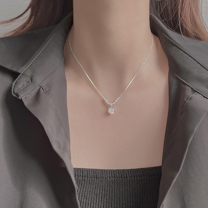 1pcs 999 Sterling Silver V-shaped Zircon Necklace, Dainty Luxury Style, Ideal For Anniversary & Birthday Gifts