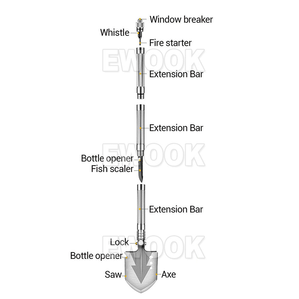 Camping Shovel Folding Outdoor Survival Tools Multifunction Hiking Military