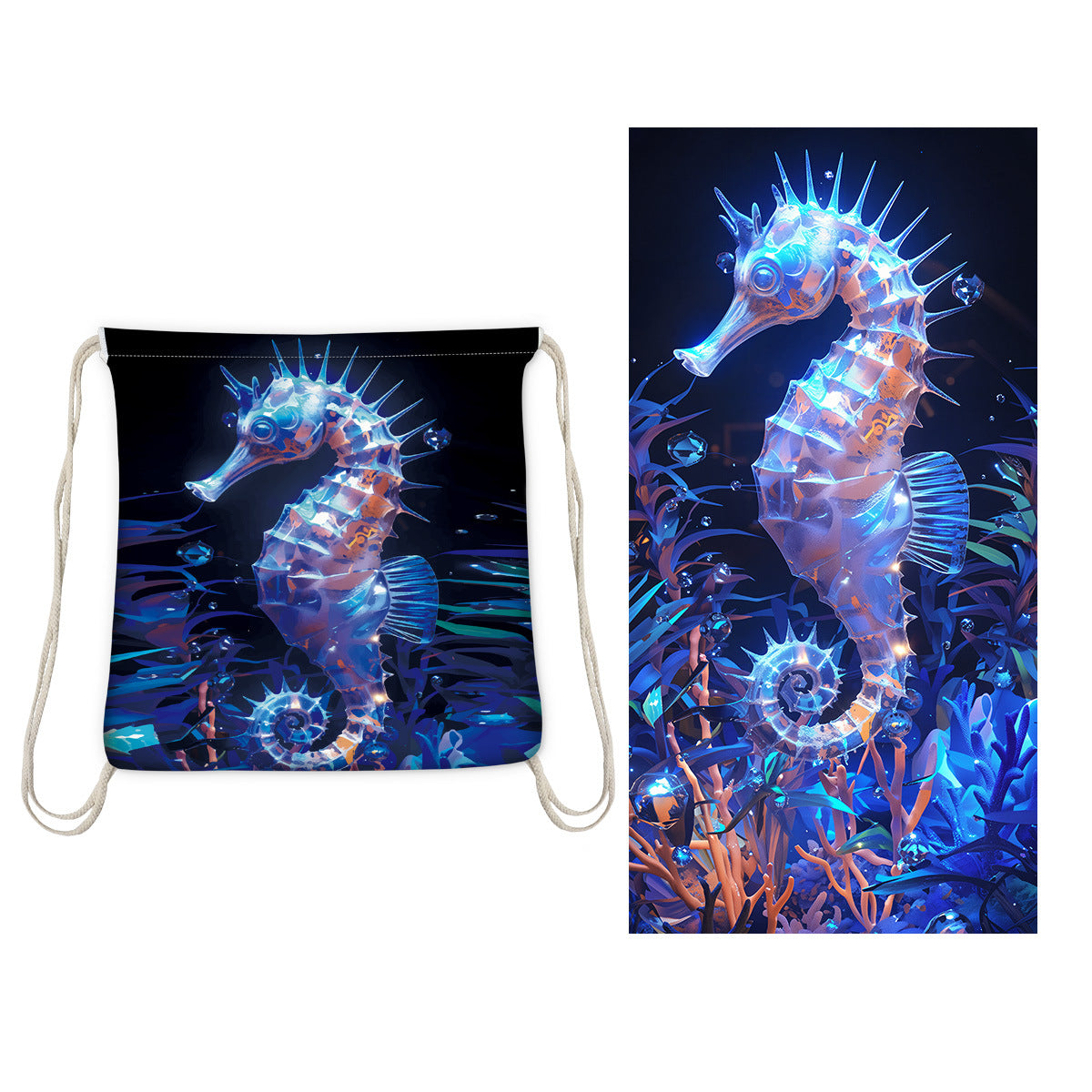 Beach Towel With Integrated Bag Portable Storage Backpack Printed Towel Bath Towel