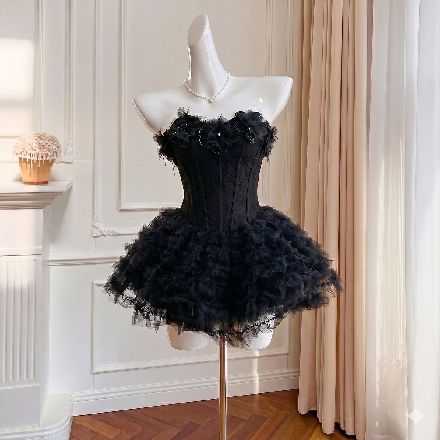 New Pink Strapless Princess Puff Skirt Elegant And Chic