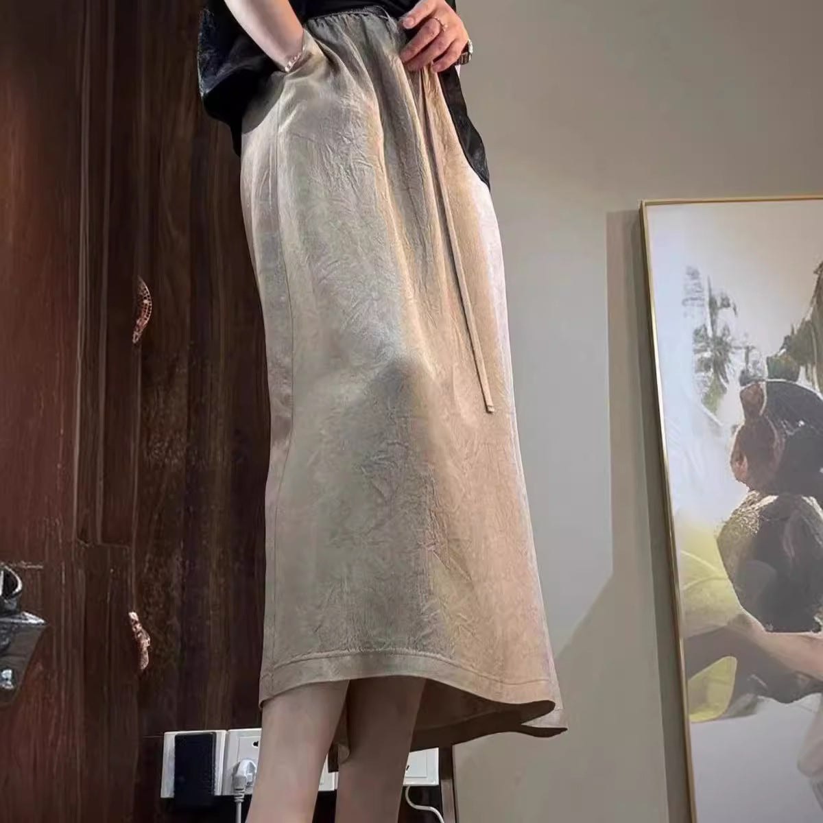 Acetate Satin A-line Skirt Womens Summer New Arrival