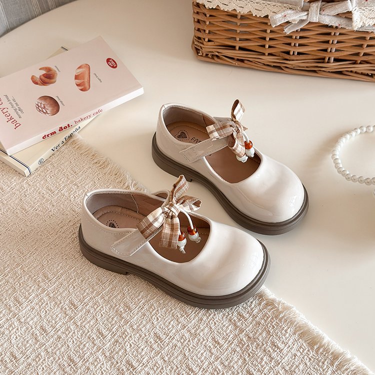 Daughter's Fashion Bow Bright Leather Single Shoes Korean Version Princess Leather Shoes Children's Shoes