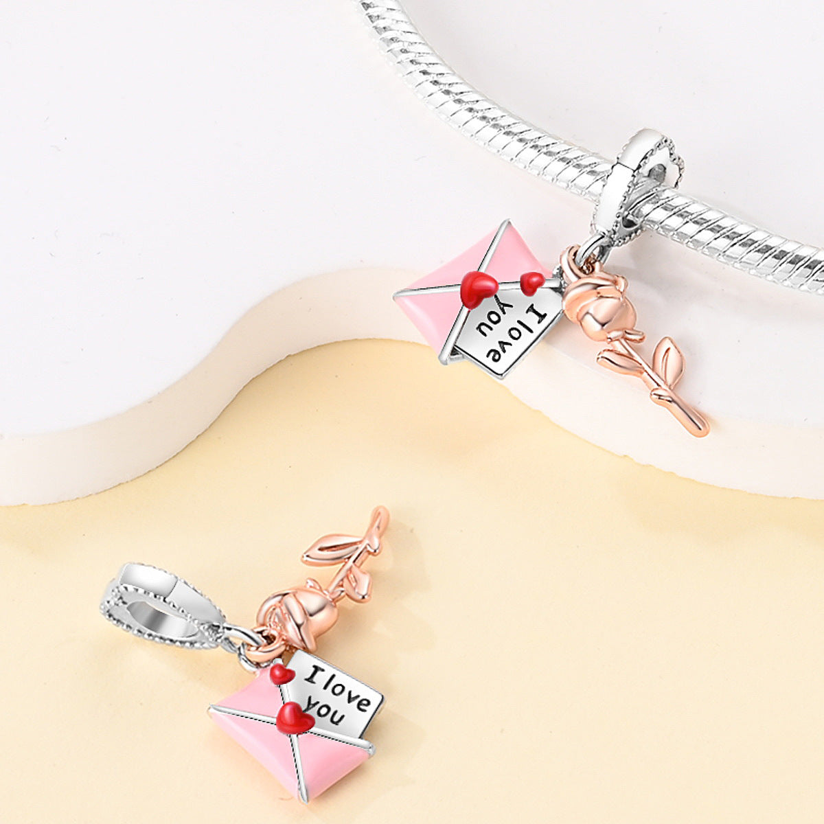 Hot Copper Silver-Plated Romantic Date DIY Beaded Pendant Accessories
