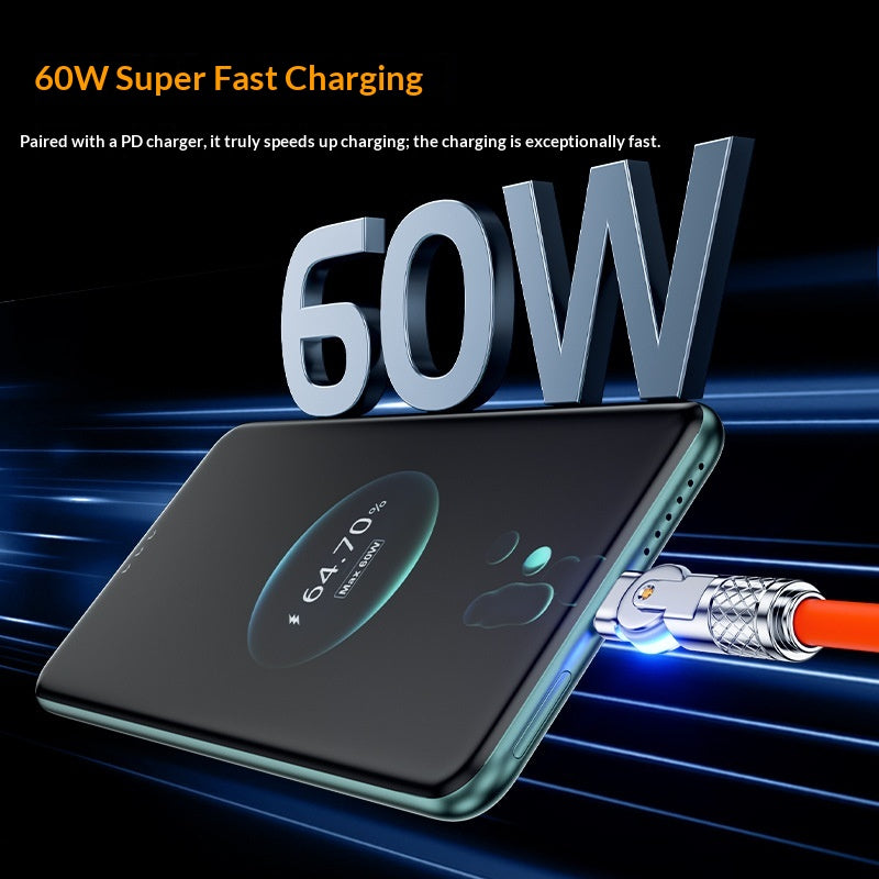 Gaming Dual-bend Rotating PD Fast-charging Data Cable