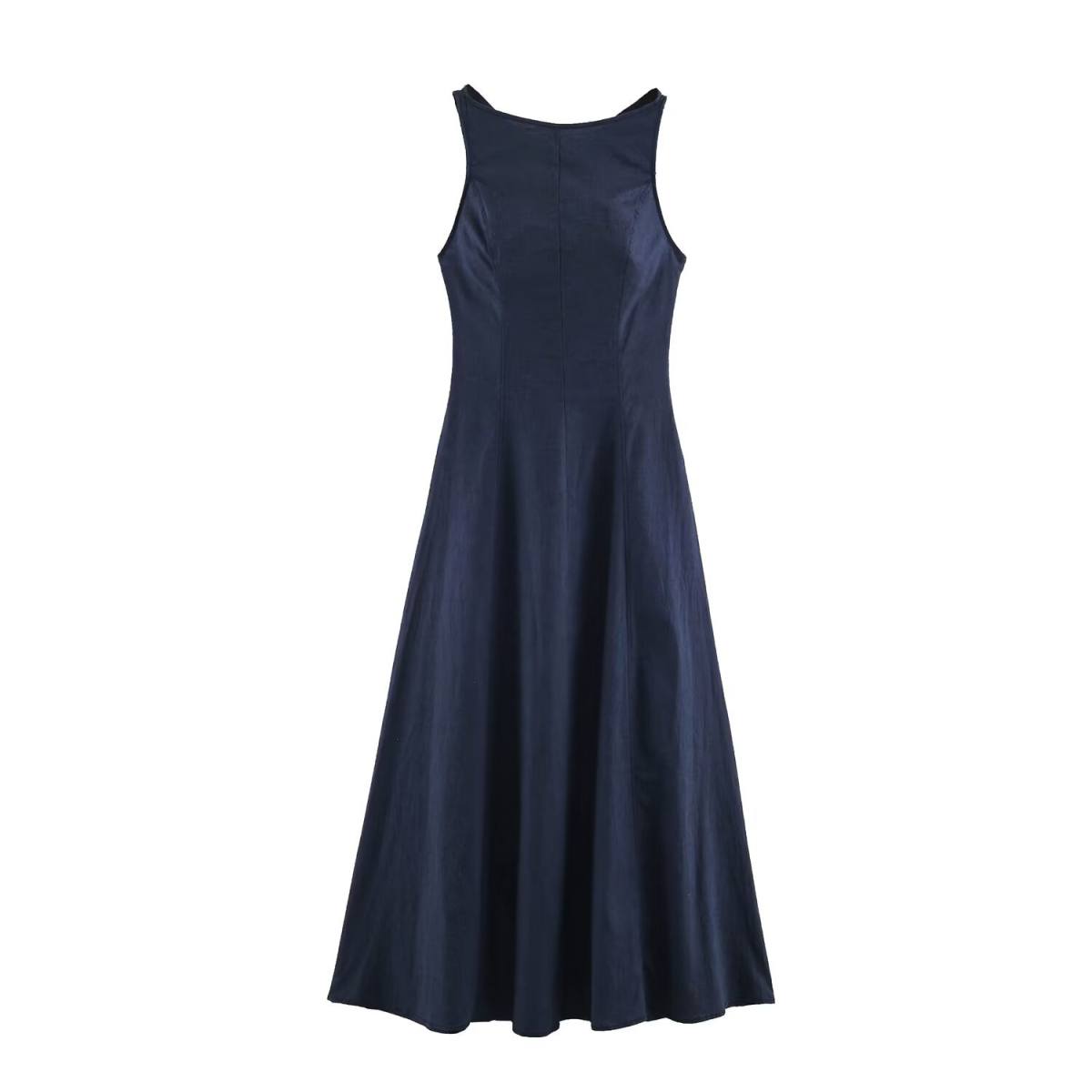 Summer New-style Fashionable Solid-color Sleeveless Dress