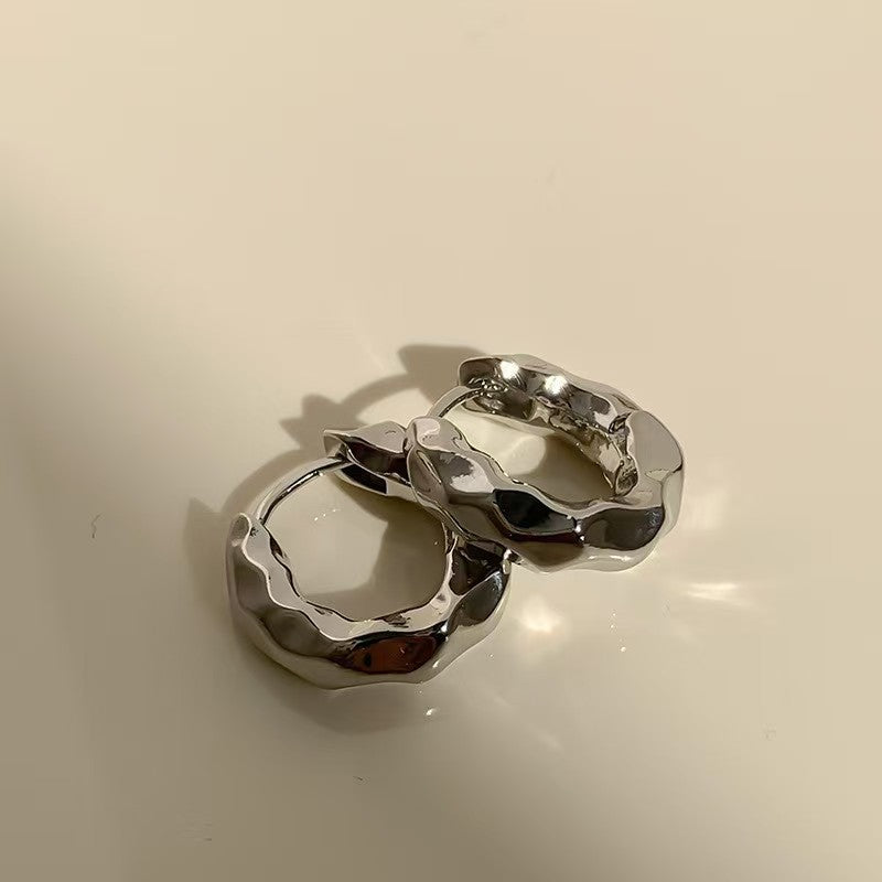 Silver Needle Niche Fashion Earrings For Women Flower Geometric Rhinestone Versatile