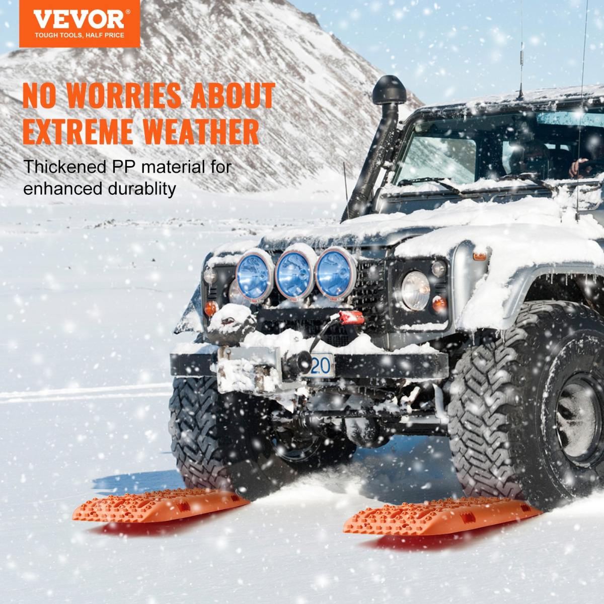 10 TON Traction Boards With PP Material, Recovery Boards For Off-road Vehicles/Cars/Pickups/SUVs/RVs, Pair Tire Traction Mats On Snow, Sand, Mud And Loose Terrain, Storage Bag, Long, Orange
