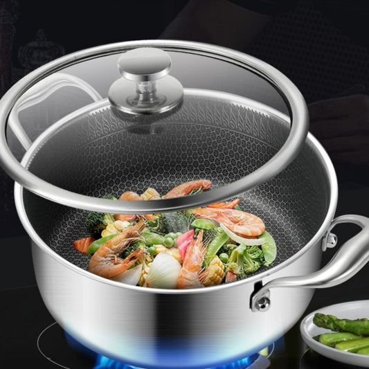 Stainless Steel Soup Uncoated For Home Use Steaming And Stewing Pot With Lid