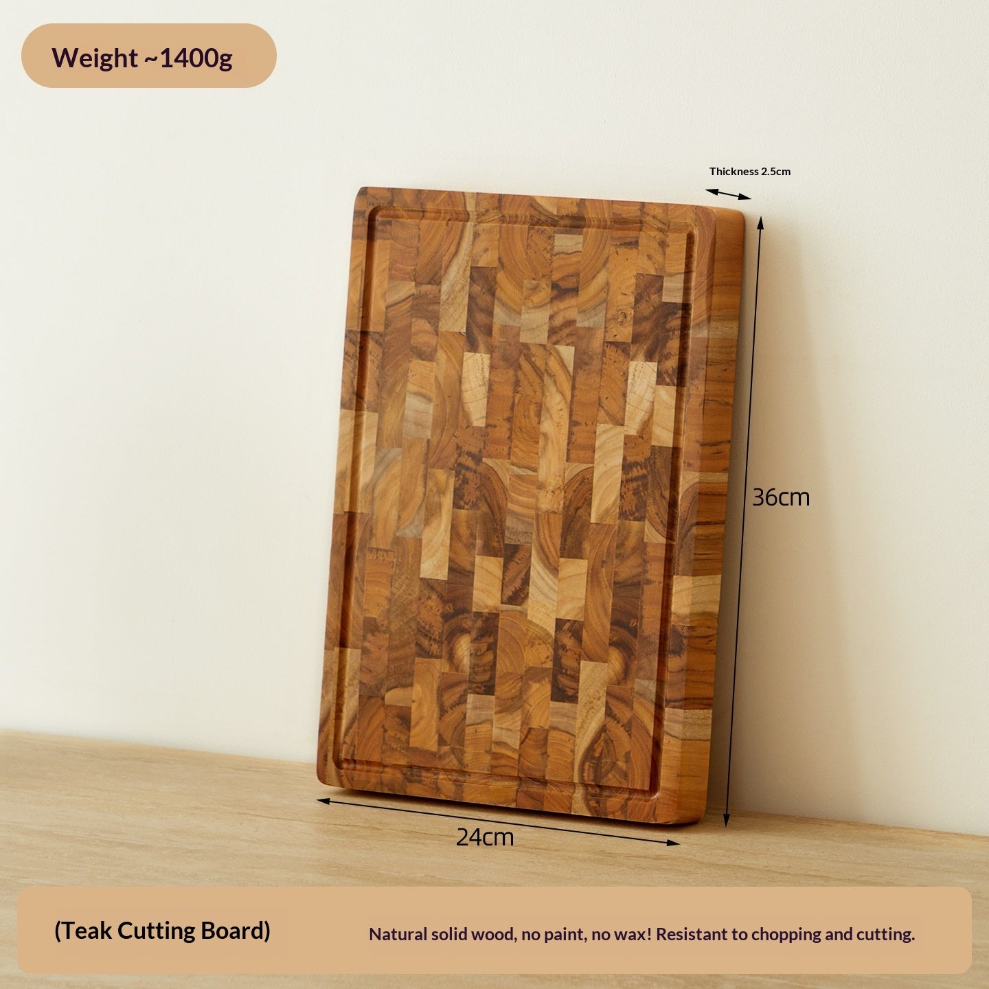 Teak Cutting Board Double-sided For Home Use Solid Wood