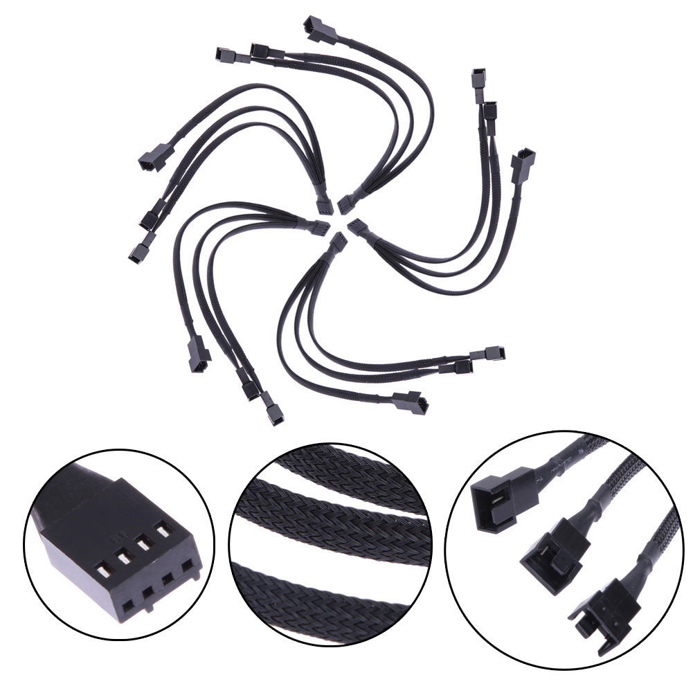 Desktop Computer CPU 4PIN PWM 1 Minute 3 Adapter Cable Snakeskin Network Cable 30CM Cooling Fan Adapter Cable