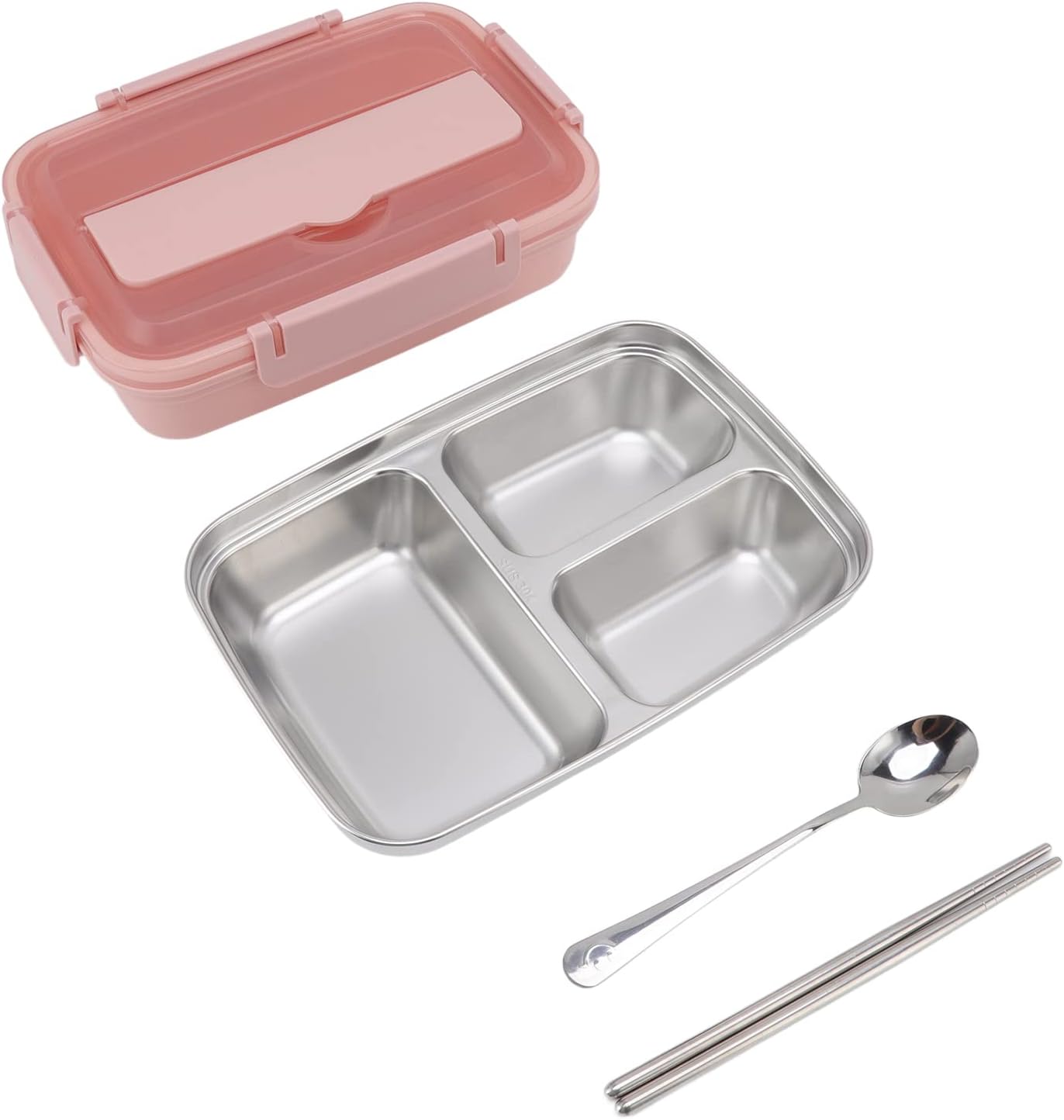 Insulation Lunch Box 3 Compartments Stainless Steel Lunch Container Food Box