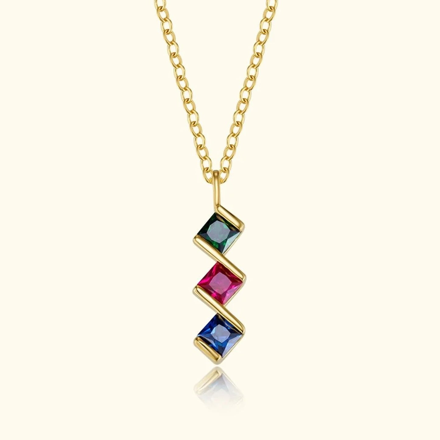 New Square Zircon 12 Birthday Stone Fashion Necklace