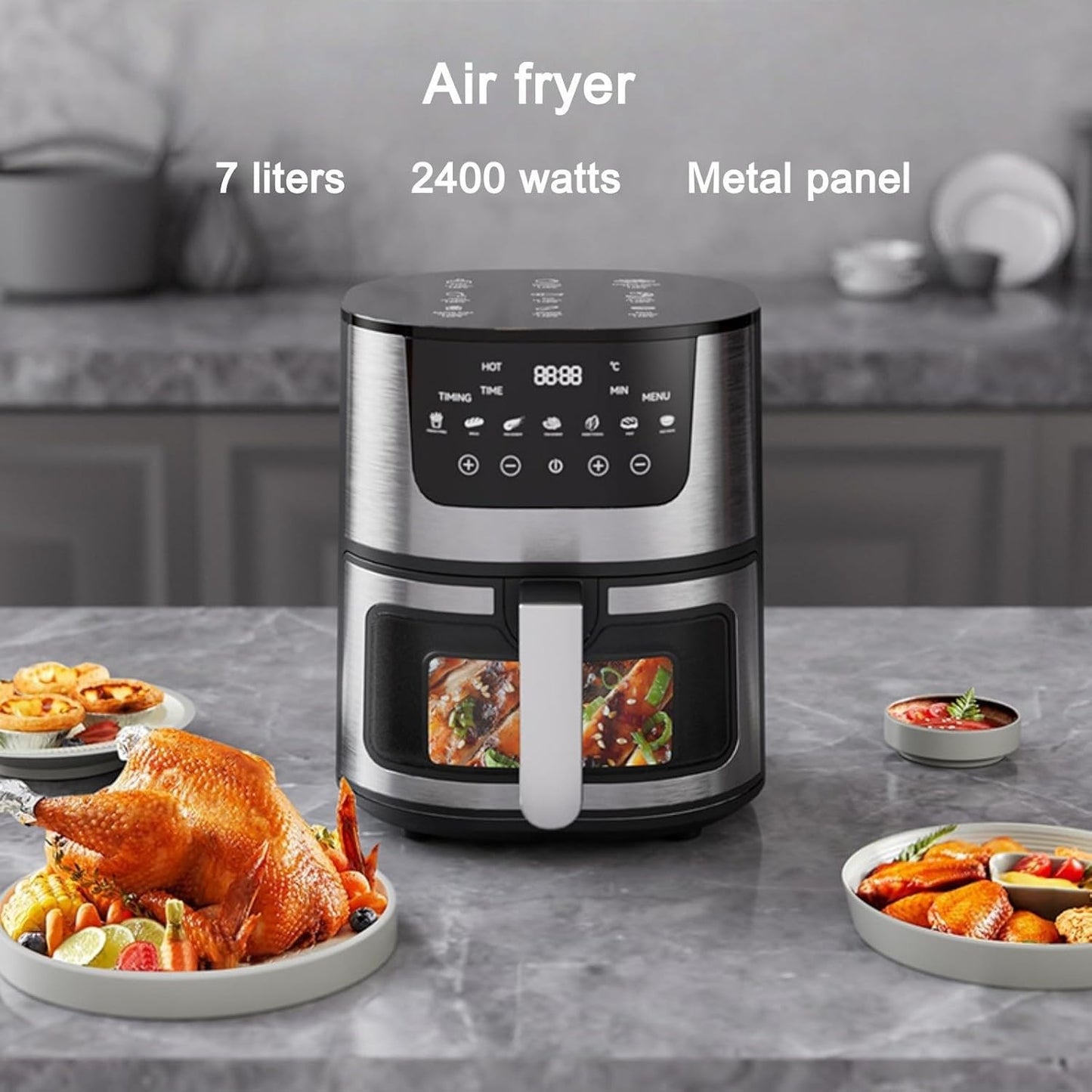 Digital Air Fryer 7L Visible Oil Free Kitchen Cooker Frying Low Fat Mini Oven