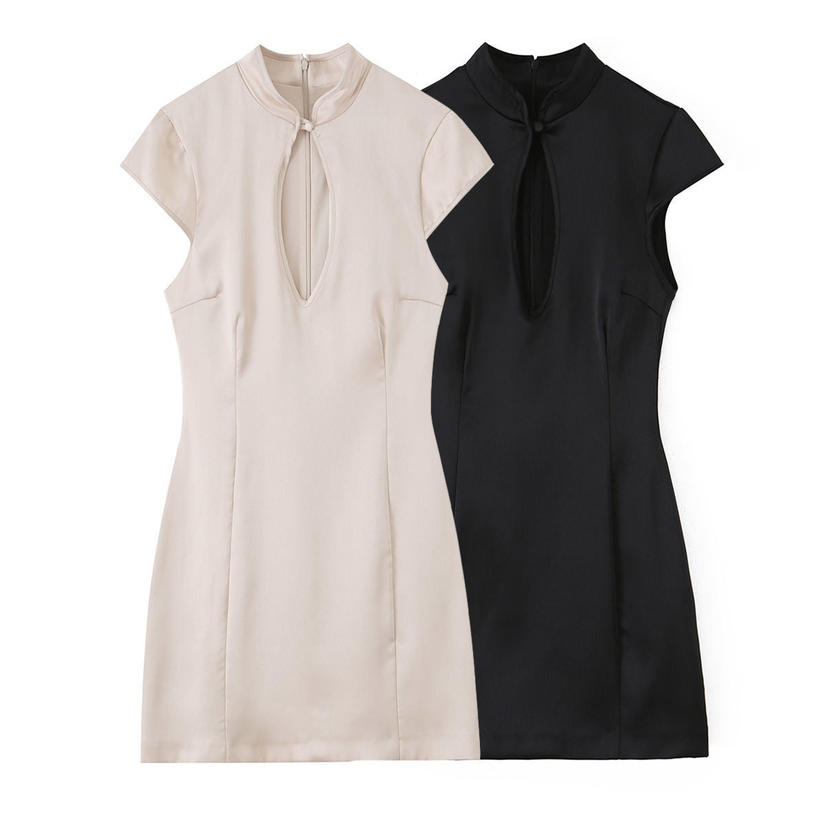 Summer New Silk-satin-feel Slit Mini Dress