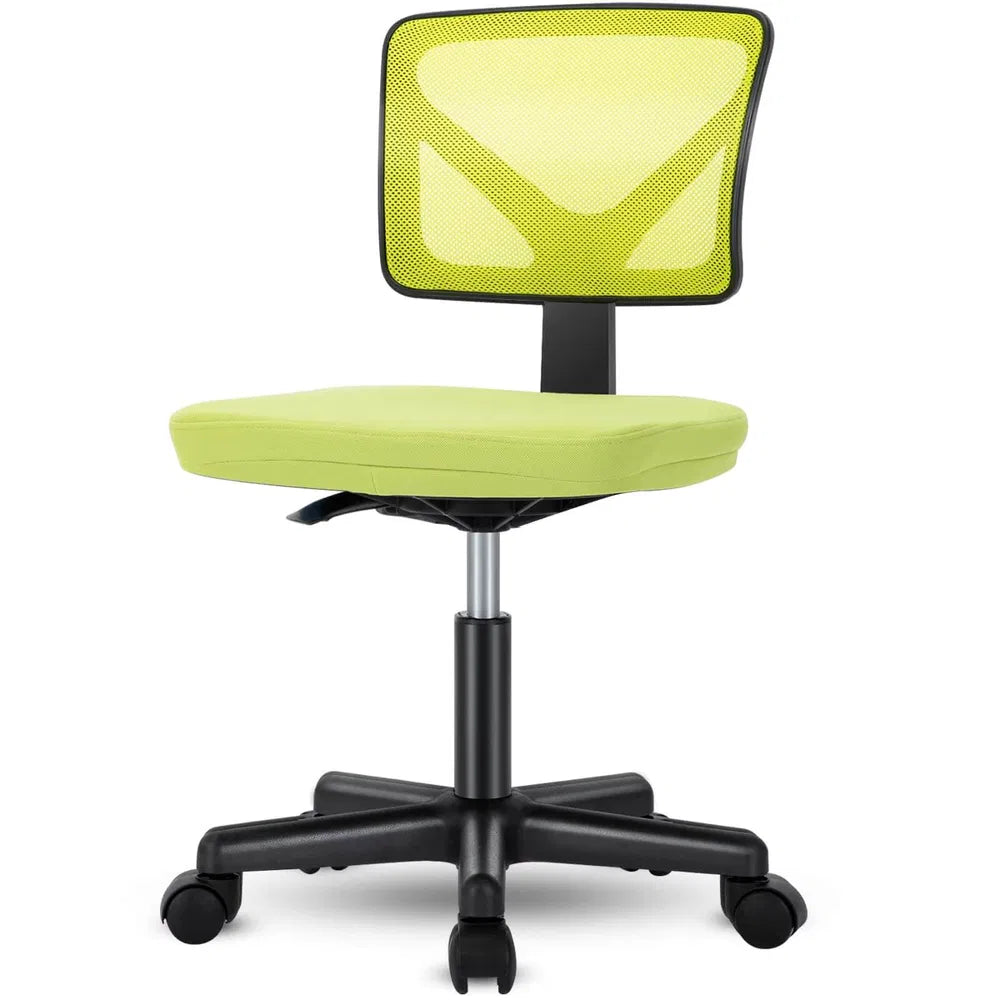Low-Back Mesh Armless Office Chair,Swivel Rolling Computer Chair No Arms With Lumbar Support