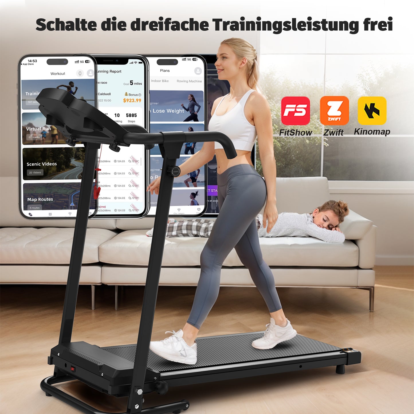 Desk Treadmill For Household, Compact Desktop Treadmill For Portable Treadmills, 2-in-1 Treadmill For Walking, Running And Jogging, Treadmill With Weight Of 120kg,APP