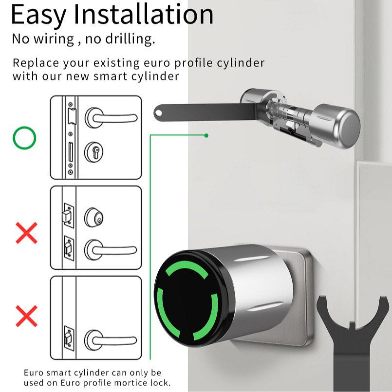 Smart Lock Cylinder With Multiple Unlocking Methods Fingerprint And Password