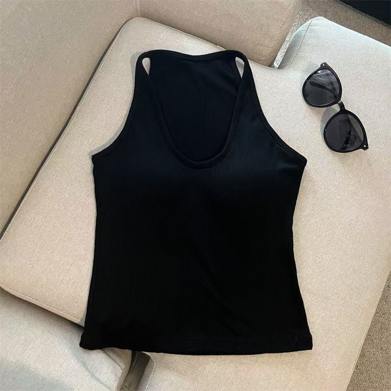 Hanging Neck Pure Want Beauty Back Solid Color Wrapped Chest Tube Top Bottoming Inner Fixed Cup