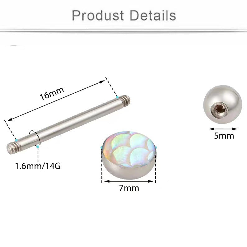 Beauty Fish Scale Dripping Oil Tongue Nail Gradient Colorful Scale Tongue Ring Stainless Steel Body Piercing Jewelry