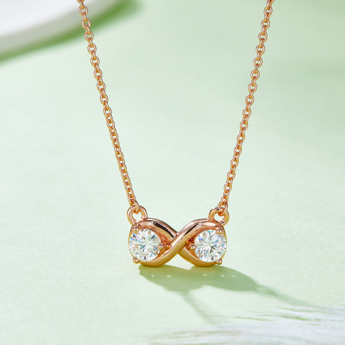 3.1g S925 Sterling Silver 1CT Moissanite Infinity Necklace 45cm  2 Stone Pendant With GRA, Platinum Plated Romantic Jewelry Gift Box Set For Women