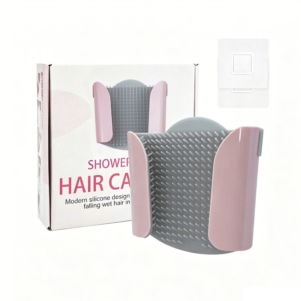 Silicone Shower Wall Hair Catcher Wall-Mounted Hair Collector To Prevent Drain Clogging Bathroom Hair Trap Drain Protector