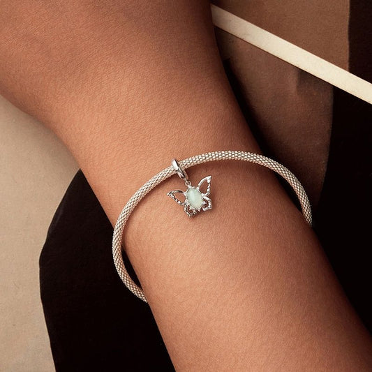 Butterfly Beaded Diy Bracelet Pendant S925 Pure Silver Ornament Accessories Beads