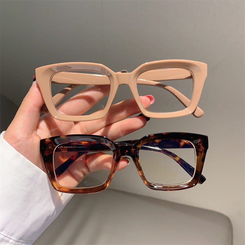 European And American Square Frame Street Photography Slimming High-value Korean Version Trendy Flat Glasses