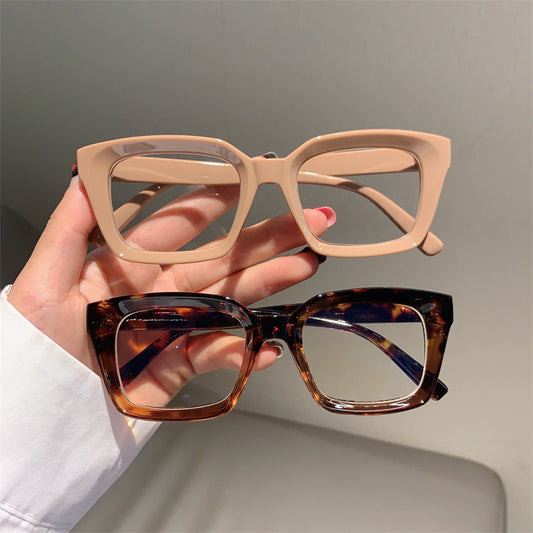 European And American Square Frame Street Photography Slimming High-value Korean Version Trendy Flat Glasses
