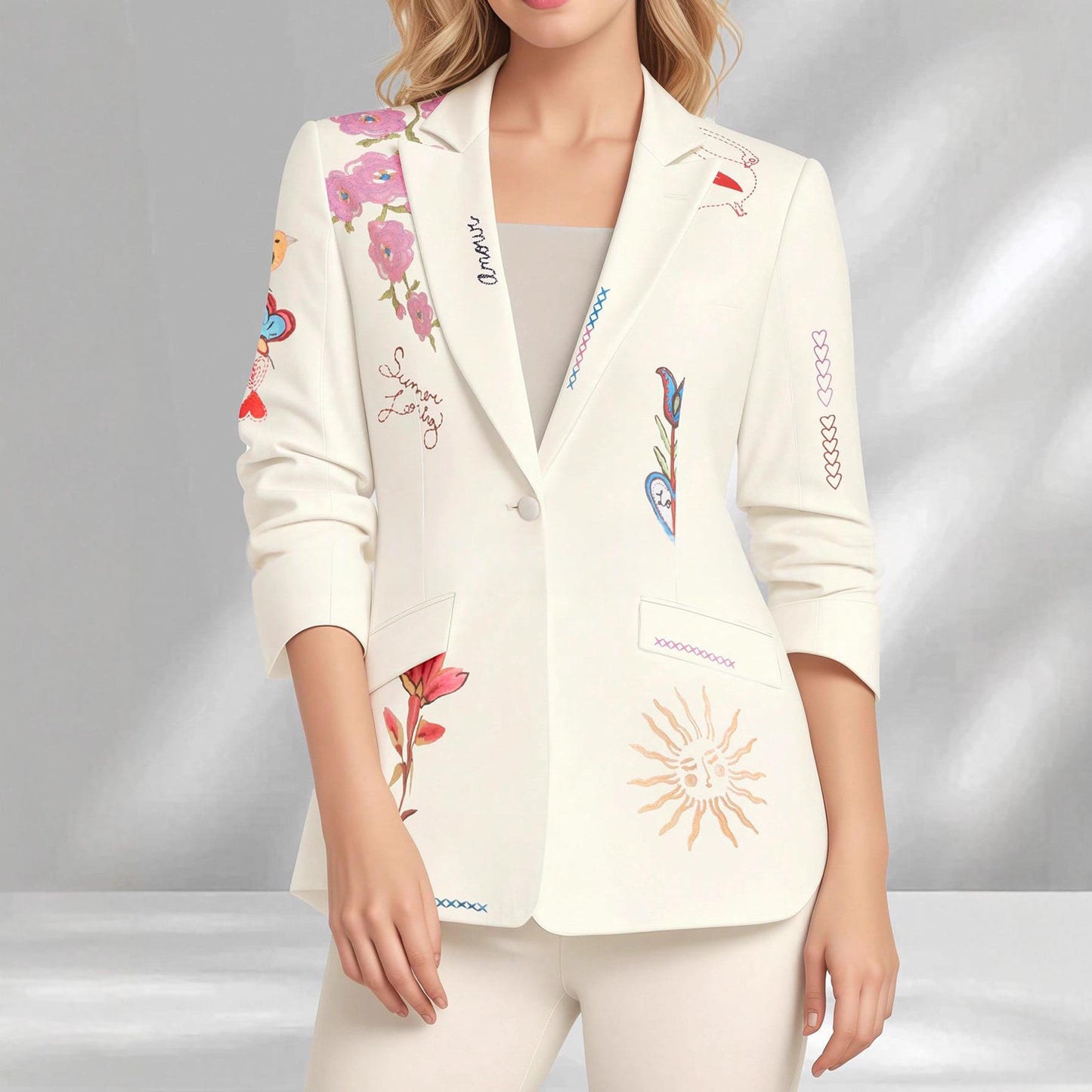 New Stylish Womens Tailored Blazer With A Lapel Western-style Long Sleeves