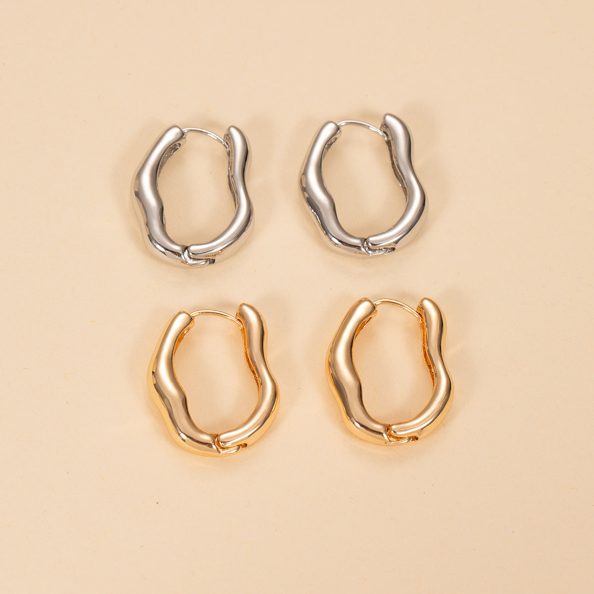 European And American Fashion Irregular Oval Ear Clips