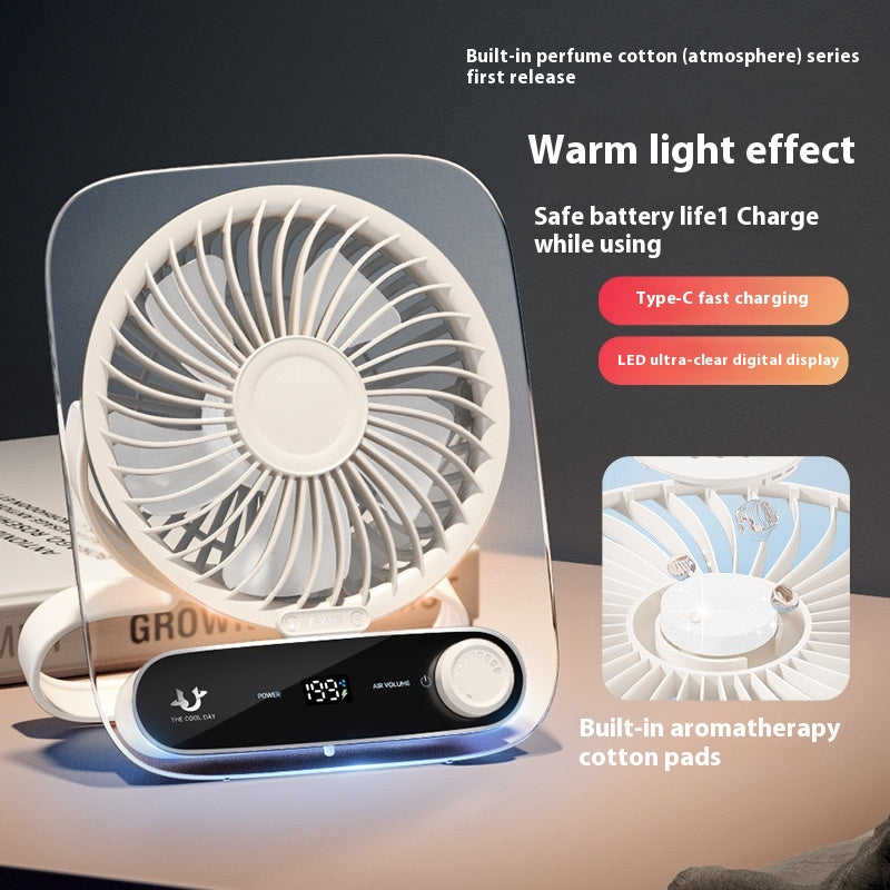 Ultra-thin Desktop Digital Display Fan Mute Mini Wind Portable Handheld Usb Charging