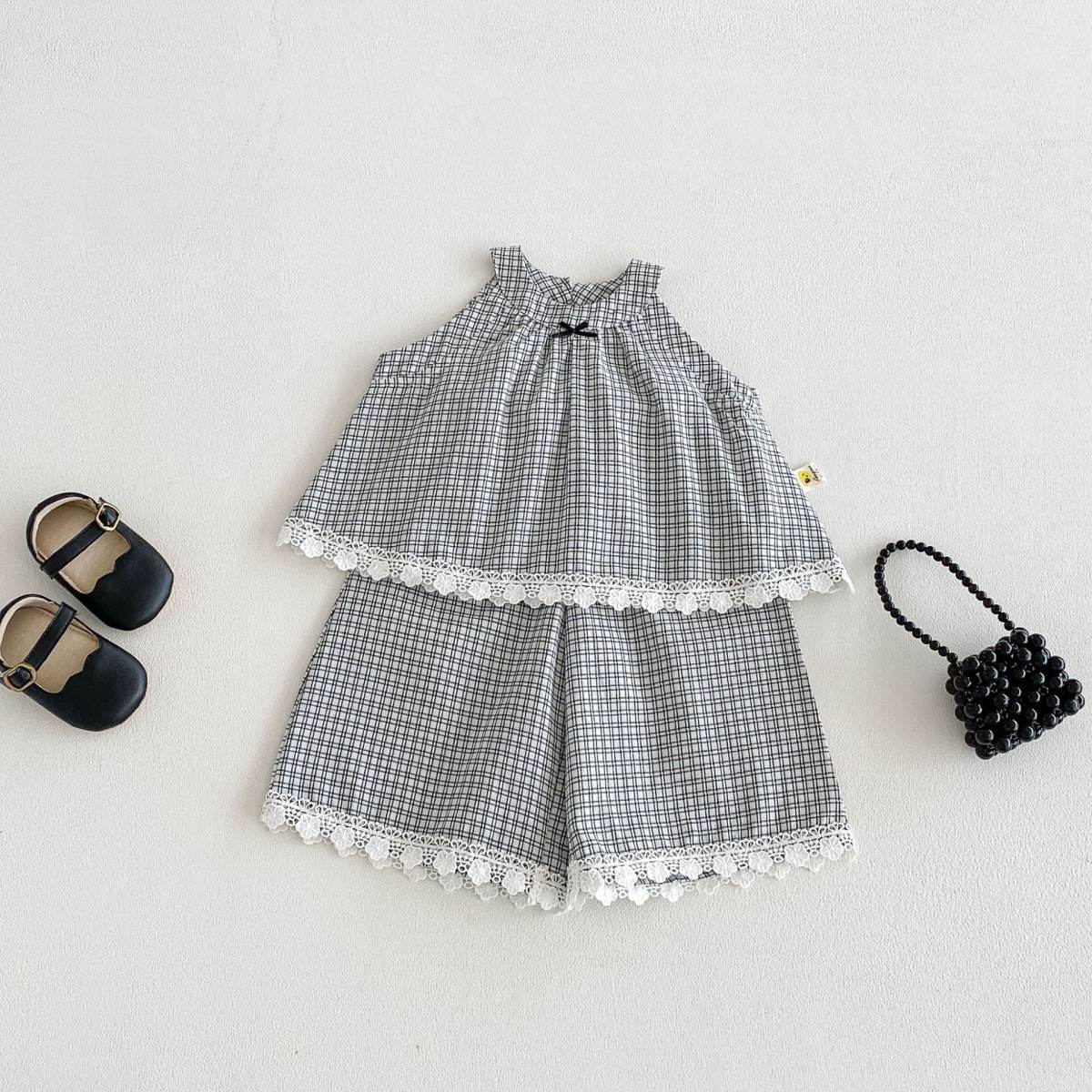 Korean-style Fashionable Two-piece Set For Baby Girls Sleeveless Top And Pants
