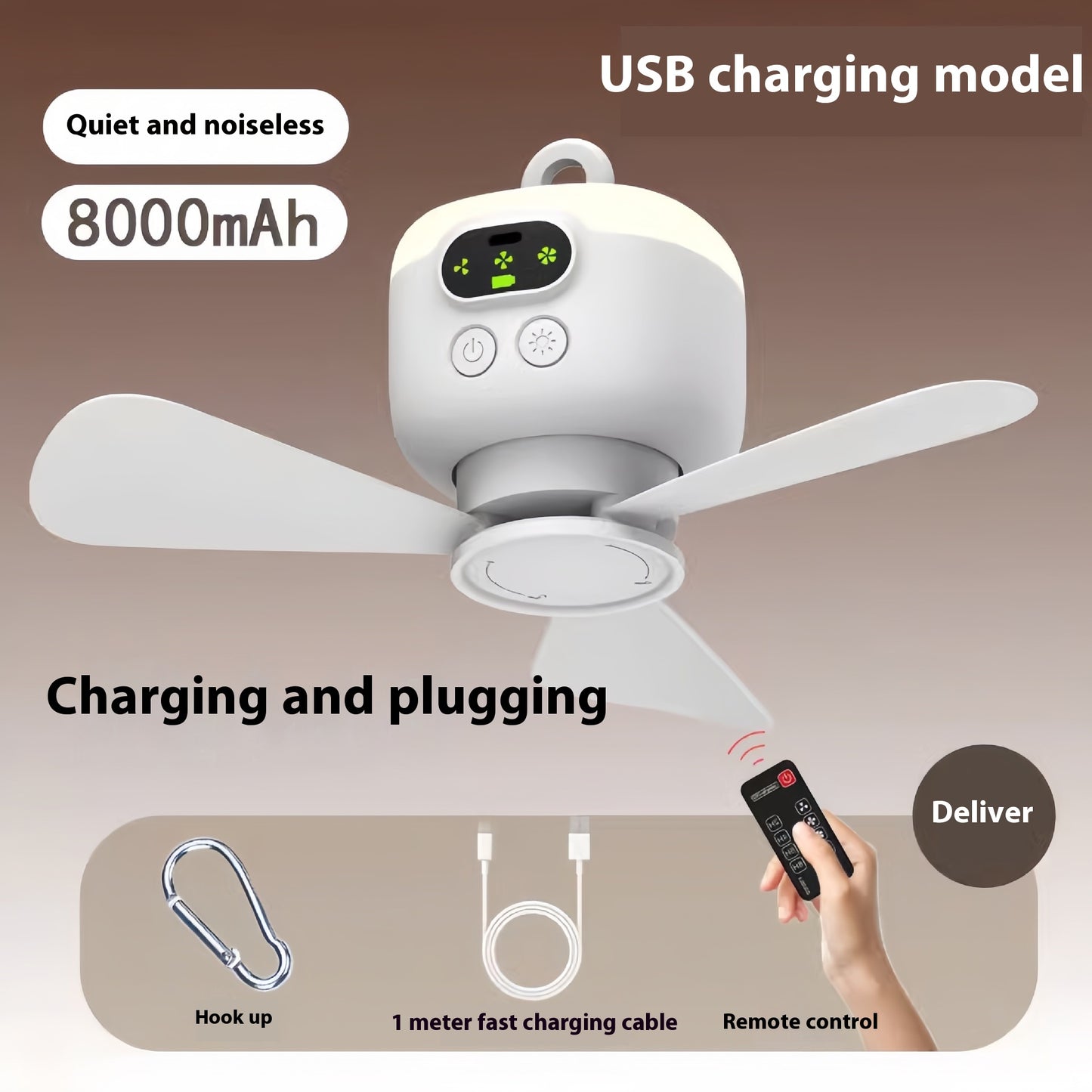 Fuke Remote Control Charging Usb Small-size Ceiling Fan