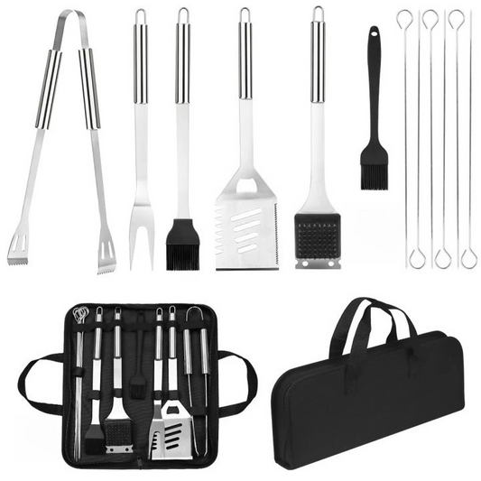 14X Stainless Steel BBQ Barbecue Tool Set Outdoor Grilling Utensils Kit Portable