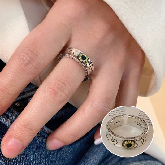 Fashion Personality Open Finger Ring Retro Graffiti  Design Ring