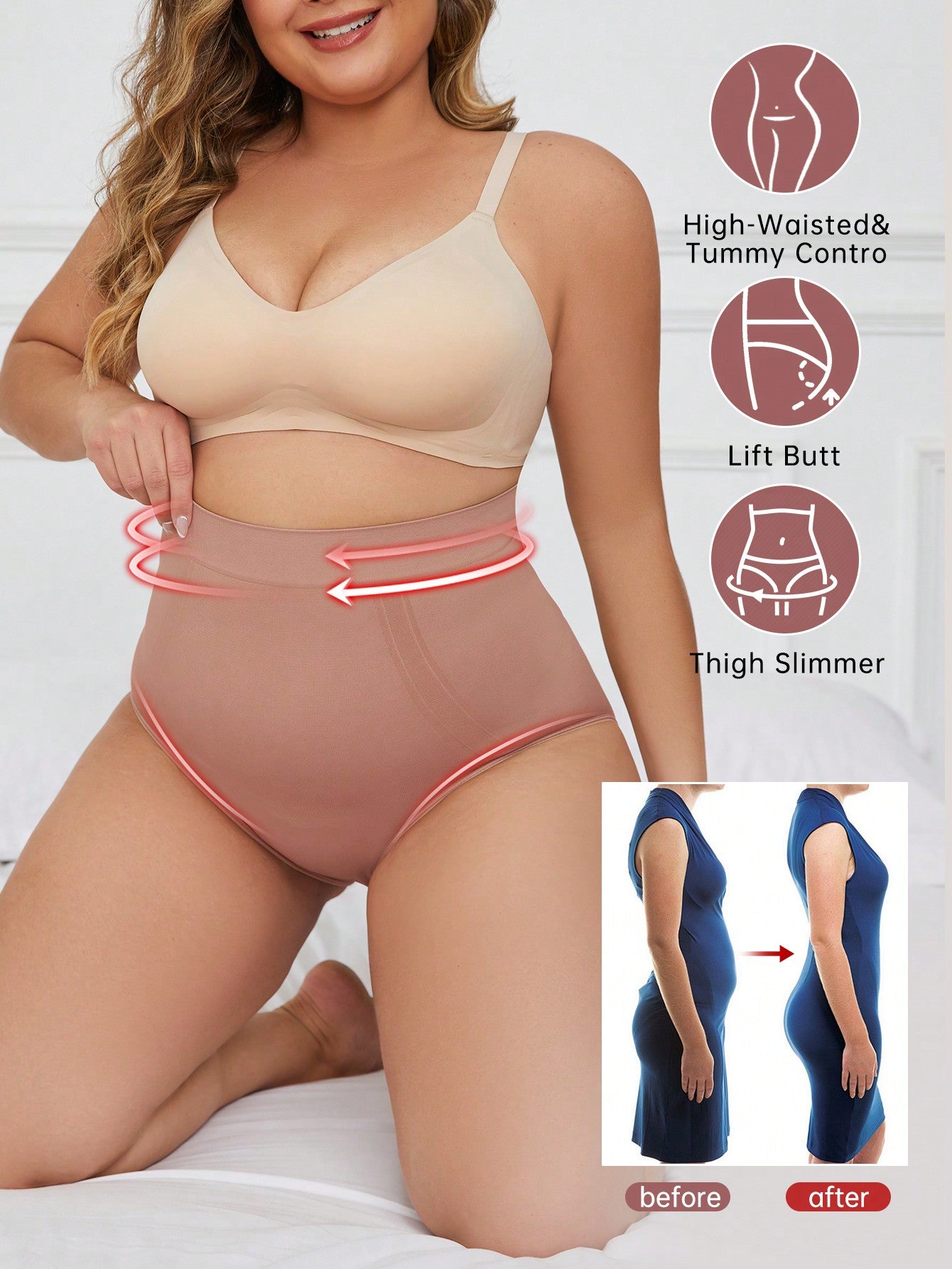 High-Waisted Shapewear Shorts For Women Tummy Control Butt Lifter Thigh Slimmer Seamless Body Shaper