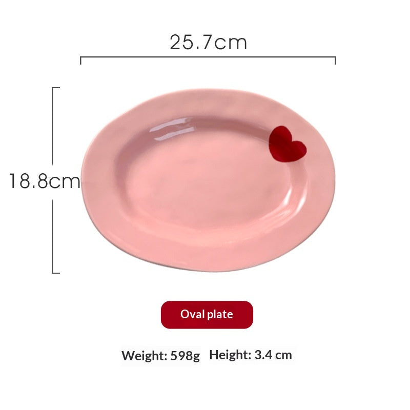Ins-style Korean Pastel  Heart-themed Ceramic Dinnerware Series