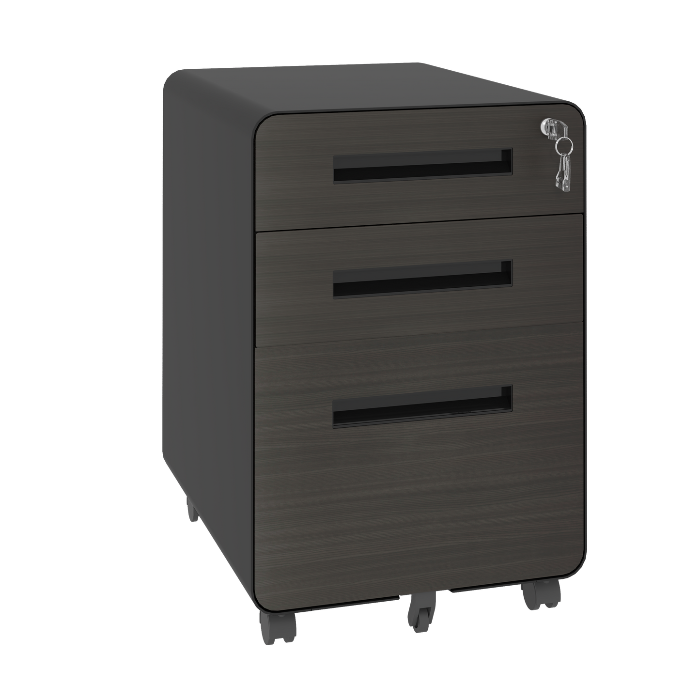 3-Drawer Mobile File Cabinet With Lock, All-Steel Metal Storage Cabinet On Casters, For Home & Office,Black, Fully Assembled, Holds A4 Letter Files