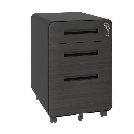 3-Drawer Mobile File Cabinet With Lock, All-Steel Metal Storage Cabinet On Casters, For Home & Office,Black, Fully Assembled, Holds A4 Letter Files